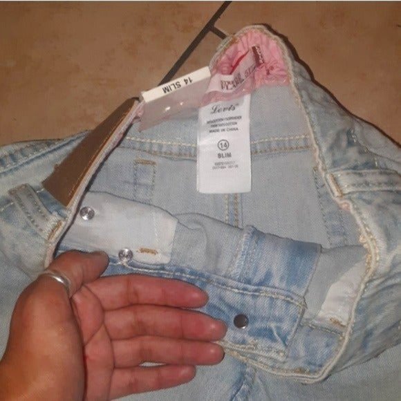 Girls LEVIS 517 Slim Stretch Flare Denim Jeans Size 14 Slim NWT Adjustable - Picture 3 of 15